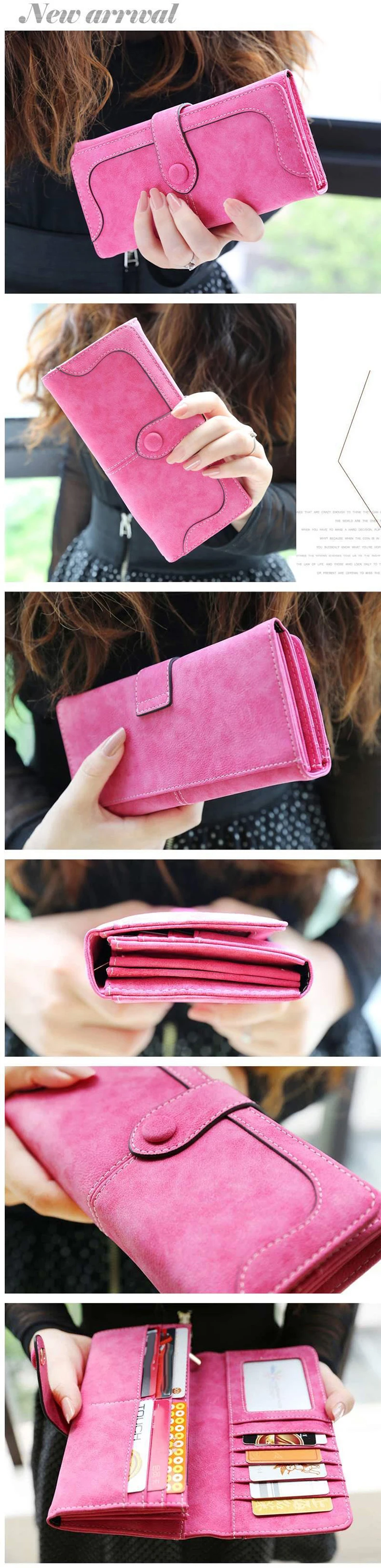 Large Capacity Women Wallet 17 Card Slots Long Wallet with ID Window & Zipper Pocket Casual Coin Purse -suitable for Daily Use