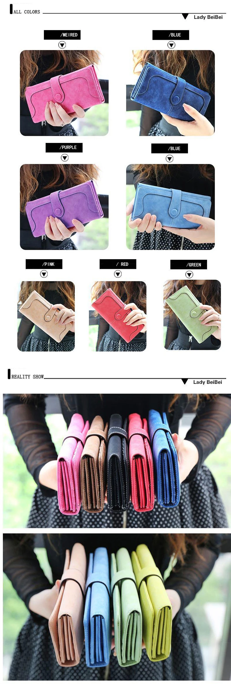 Large Capacity Women Wallet 17 Card Slots Long Wallet with ID Window & Zipper Pocket Casual Coin Purse -suitable for Daily Use