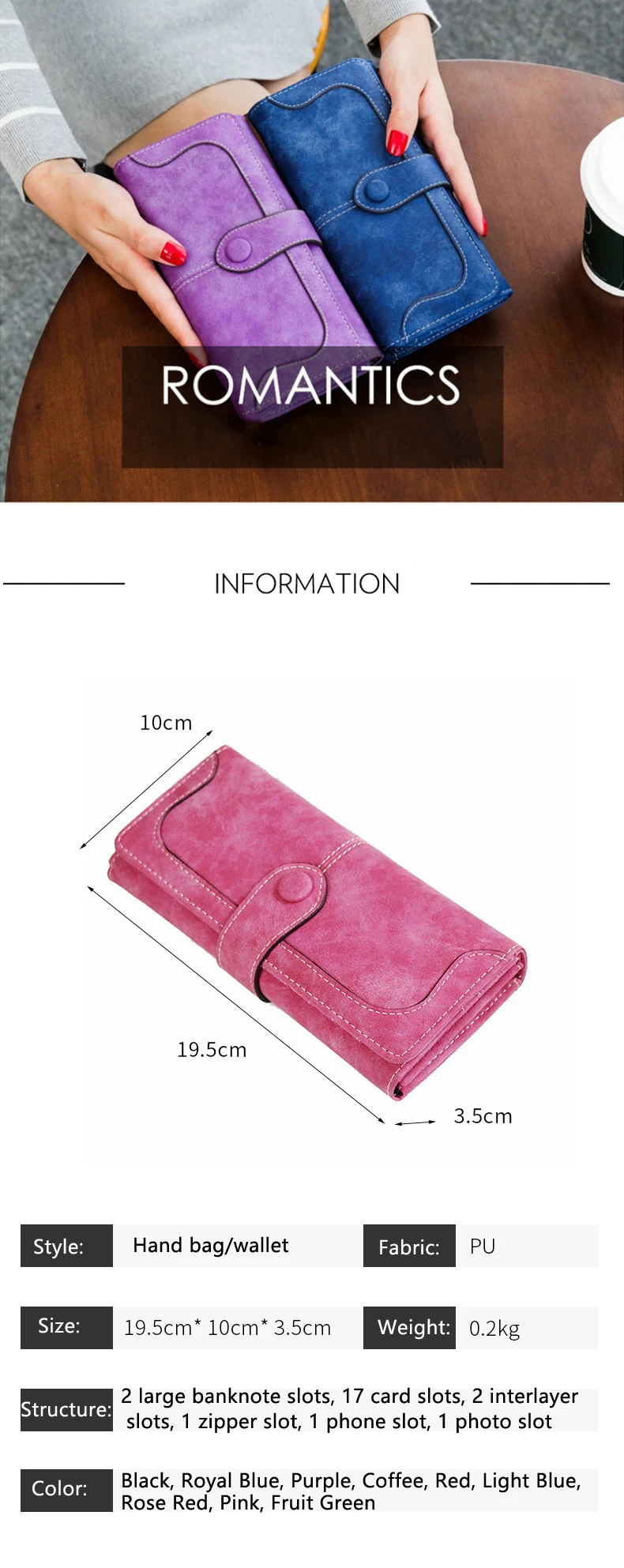 Large Capacity Women Wallet 17 Card Slots Long Wallet with ID Window & Zipper Pocket Casual Coin Purse -suitable for Daily Use