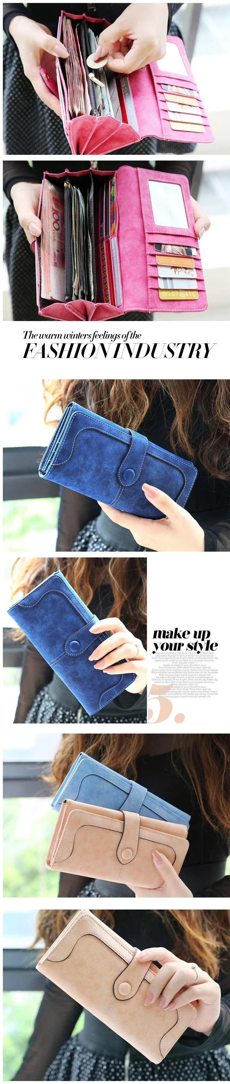 Large Capacity Women Wallet 17 Card Slots Long Wallet with ID Window & Zipper Pocket Casual Coin Purse -suitable for Daily Use