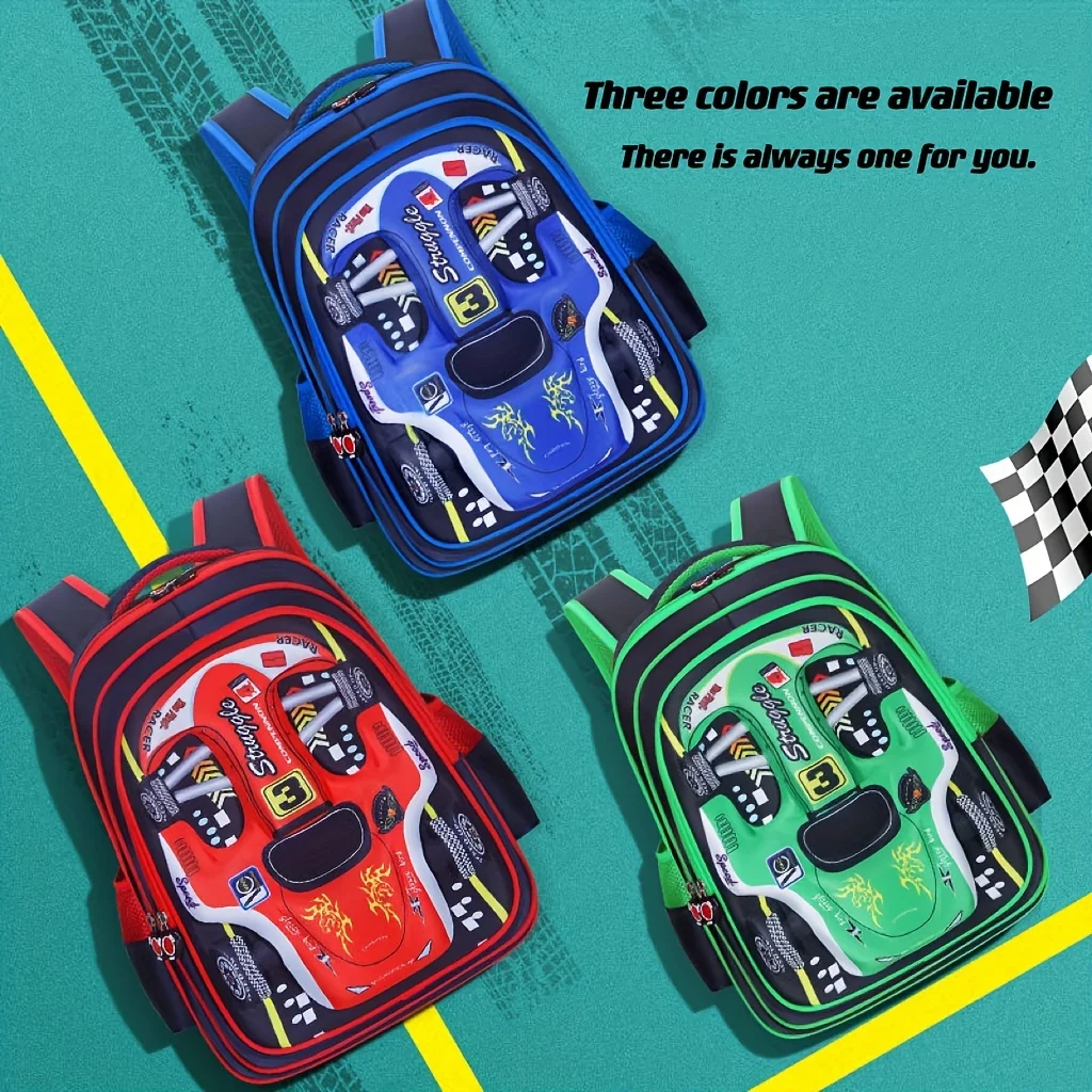 Waterproof Lightweight 3D Car Backpack Kindergarten Kid Preschool Backpack Young Children Boy Girl SchoolBag Primary Red Blue