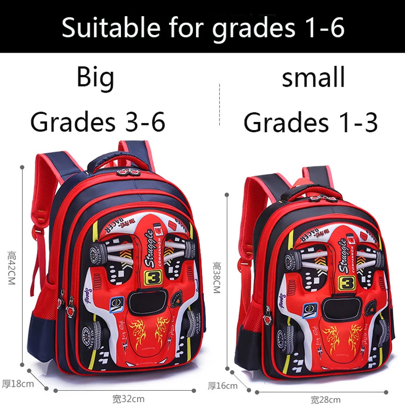 Waterproof Lightweight 3D Car Backpack Kindergarten Kid Preschool Backpack Young Children Boy Girl SchoolBag Primary Red Blue