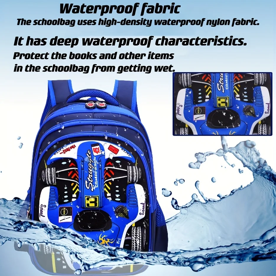 Waterproof Lightweight 3D Car Backpack Kindergarten Kid Preschool Backpack Young Children Boy Girl SchoolBag Primary Red Blue