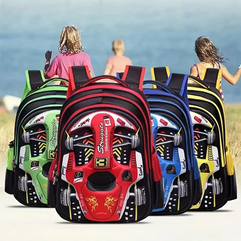 Waterproof Lightweight 3D Car Backpack Kindergarten Kid Preschool Backpack Young Children Boy Girl SchoolBag Primary Red Blue