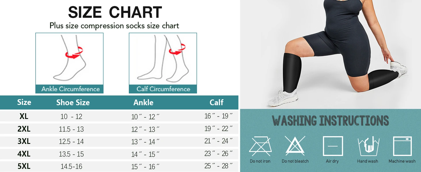 2XL-7XL Plus Size Compression Socks Solid Color Women Men Sports Running Yoga Extra Size Fat Sock for Sports Fitness Weight Loss