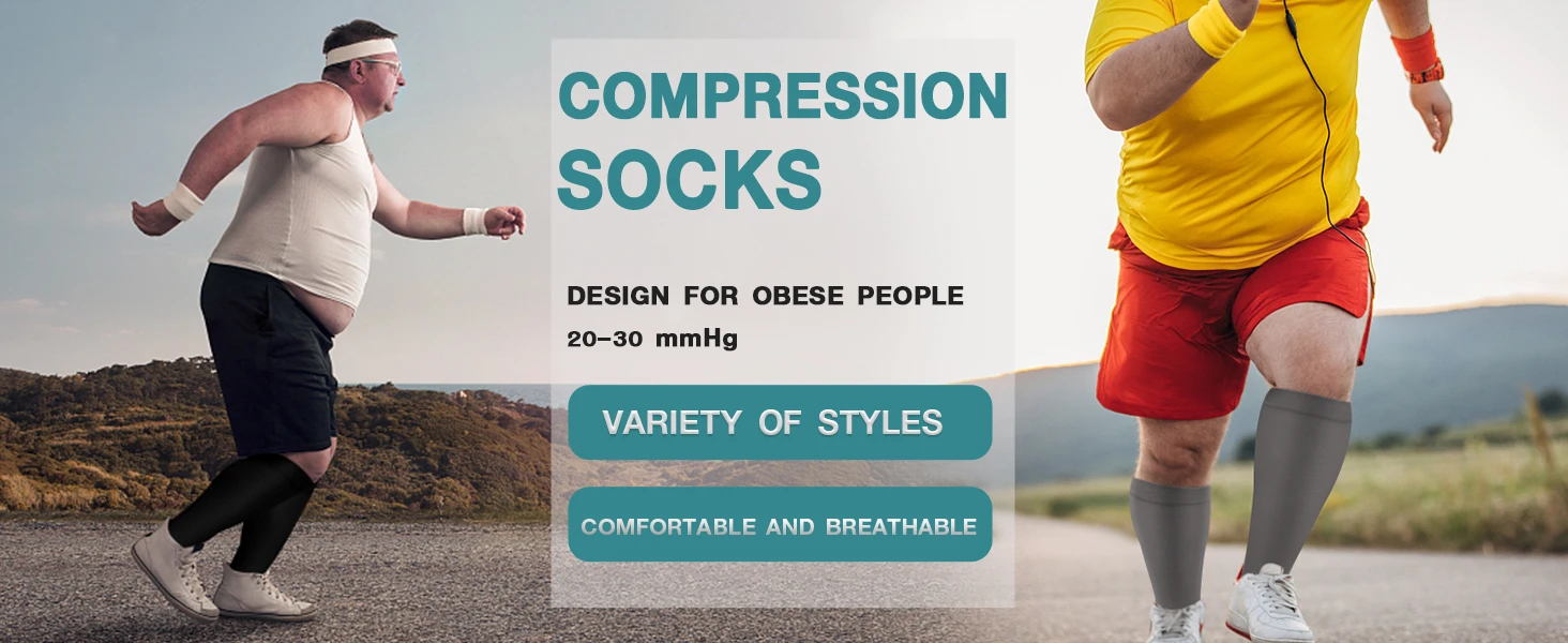2XL-7XL Plus Size Compression Socks Solid Color Women Men Sports Running Yoga Extra Size Fat Sock for Sports Fitness Weight Loss