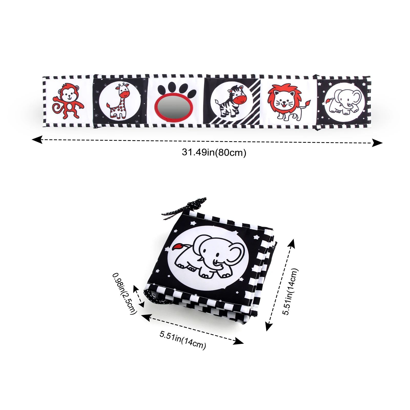 Baby Cloth Book High Contrast Baby Toys 0M+ Newborn Crib Toys Black and White Animal Sensory Cloth Books Montessori Toys