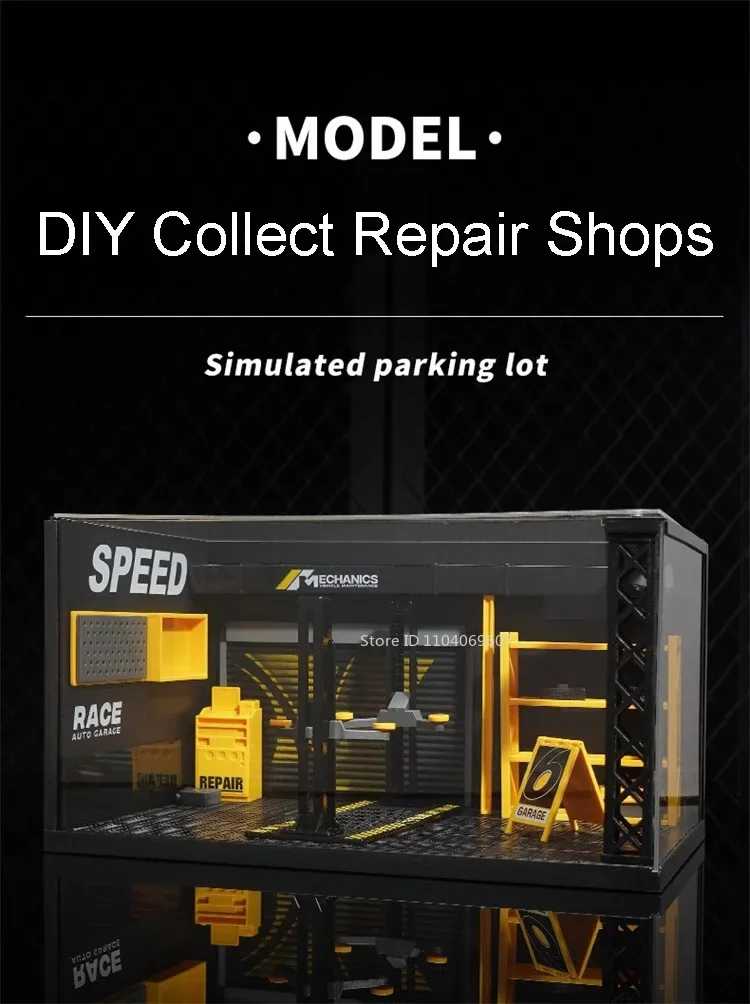 1:24 Scale Car Model Toy DIY Parking Lot Acrylic Storage Box Assembly Toys Transparent Dustproof Display Box for Children Gifts