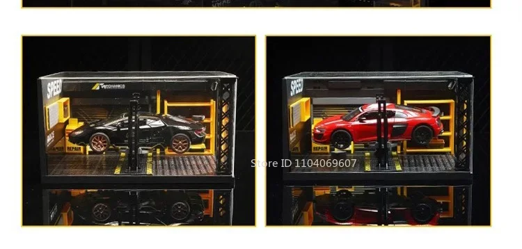 1:24 Scale Car Model Toy DIY Parking Lot Acrylic Storage Box Assembly Toys Transparent Dustproof Display Box for Children Gifts