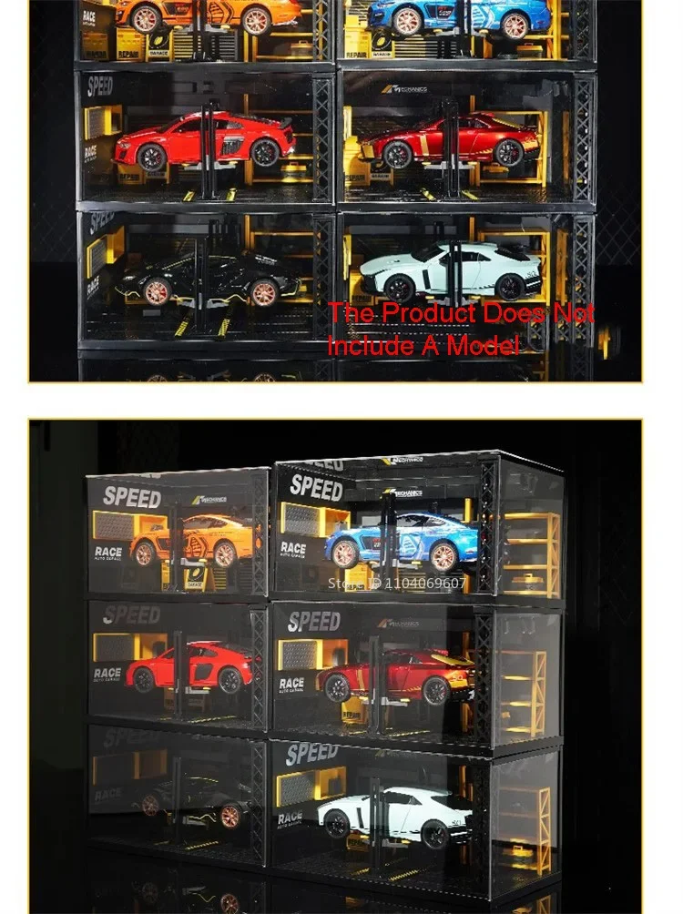 1:24 Scale Car Model Toy DIY Parking Lot Acrylic Storage Box Assembly Toys Transparent Dustproof Display Box for Children Gifts