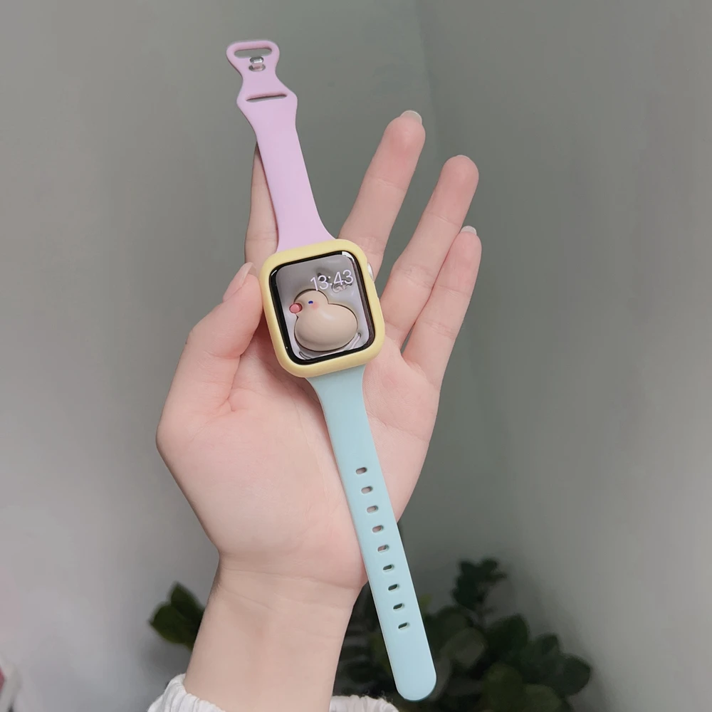 2Pack Silicone Band + Case Set for Apple Watch Correa S11 Women Sport 38mm 40mm 41mm 42mm 44mm 45mm 49mm for iWatch Series Strap