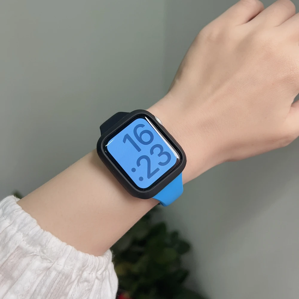 2Pack Silicone Band + Case Set for Apple Watch Correa S11 Women Sport 38mm 40mm 41mm 42mm 44mm 45mm 49mm for iWatch Series Strap