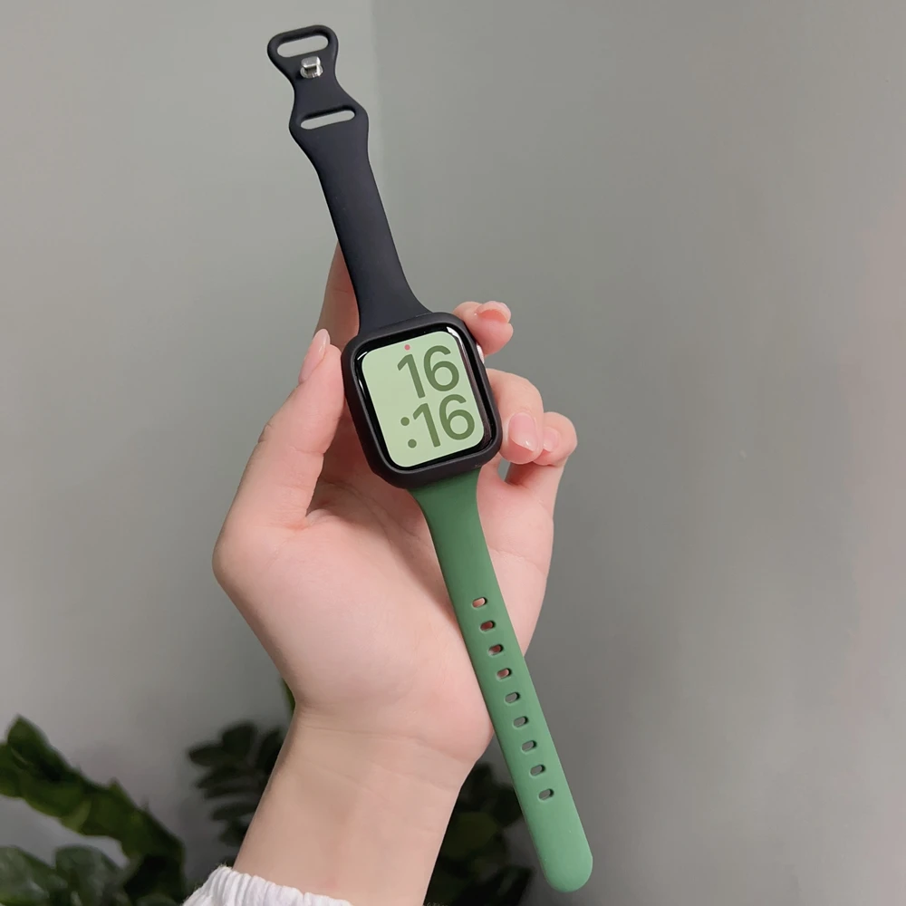2Pack Silicone Band + Case Set for Apple Watch Correa S11 Women Sport 38mm 40mm 41mm 42mm 44mm 45mm 49mm for iWatch Series Strap