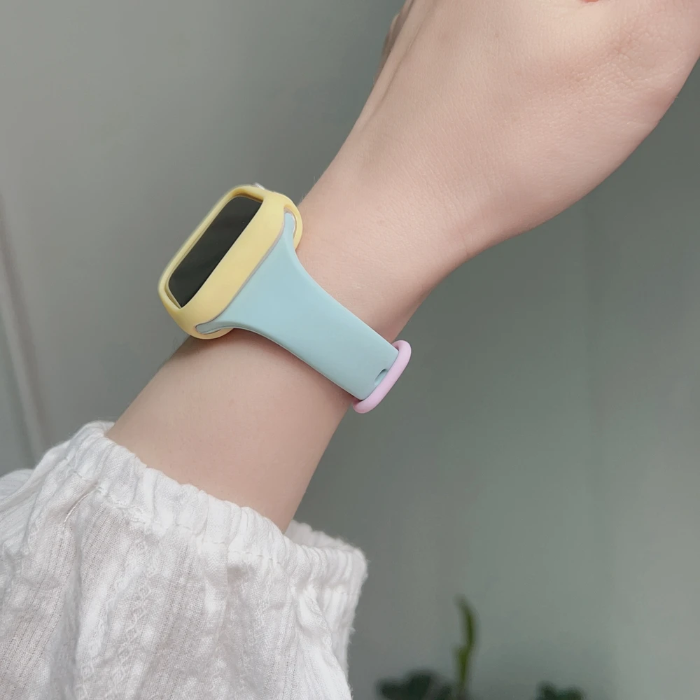 2Pack Silicone Band + Case Set for Apple Watch Correa S11 Women Sport 38mm 40mm 41mm 42mm 44mm 45mm 49mm for iWatch Series Strap