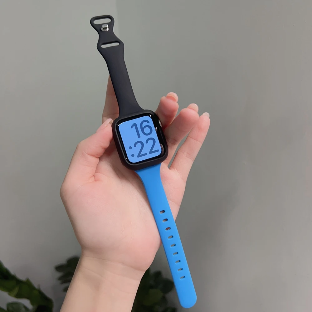 2Pack Silicone Band + Case Set for Apple Watch Correa S11 Women Sport 38mm 40mm 41mm 42mm 44mm 45mm 49mm for iWatch Series Strap