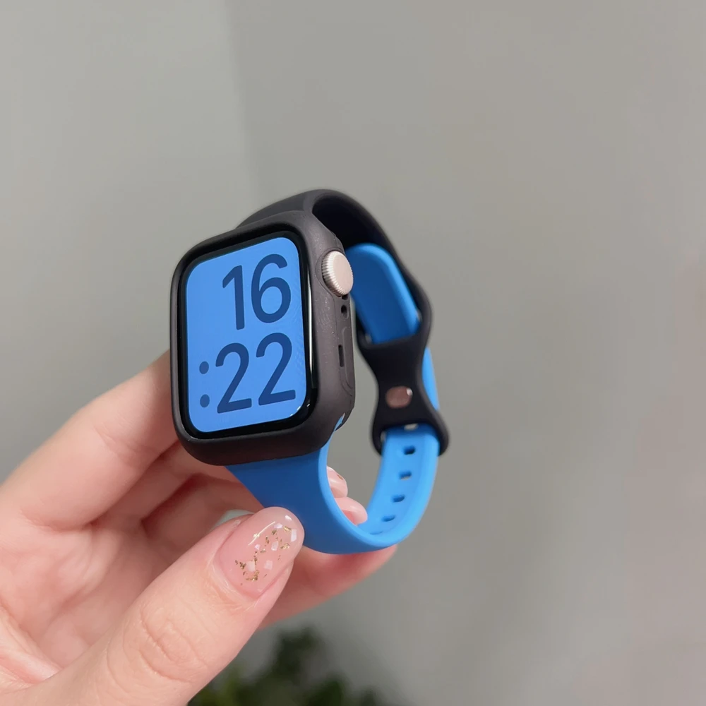 2Pack Silicone Band + Case Set for Apple Watch Correa S11 Women Sport 38mm 40mm 41mm 42mm 44mm 45mm 49mm for iWatch Series Strap