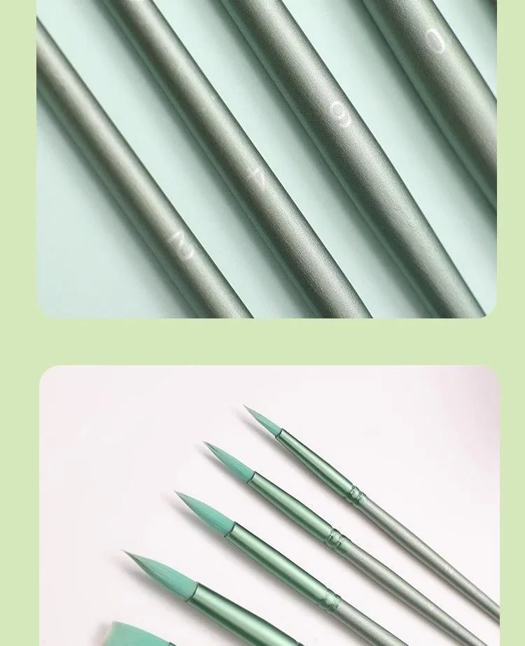 4/6 Pcs Watercolor Brush Pointed Round Flat Head Soft Hair Beginner's Art Student Hand Drawn Watercolor Nylon Painting Material