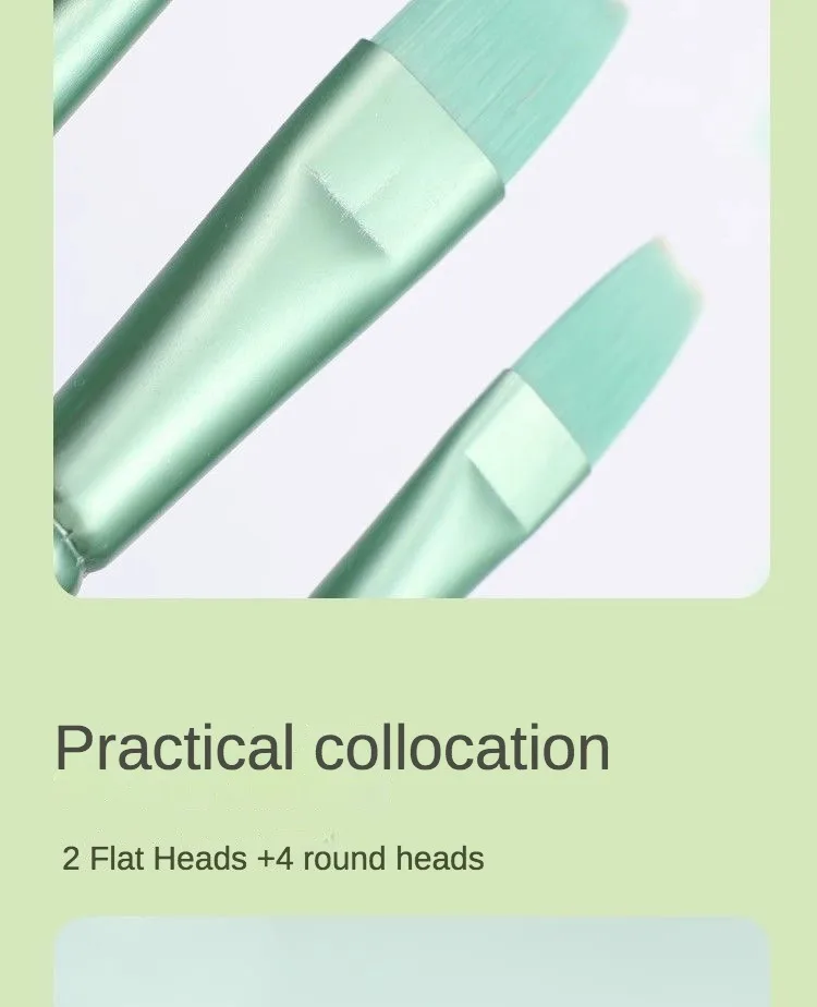 4/6 Pcs Watercolor Brush Pointed Round Flat Head Soft Hair Beginner's Art Student Hand Drawn Watercolor Nylon Painting Material
