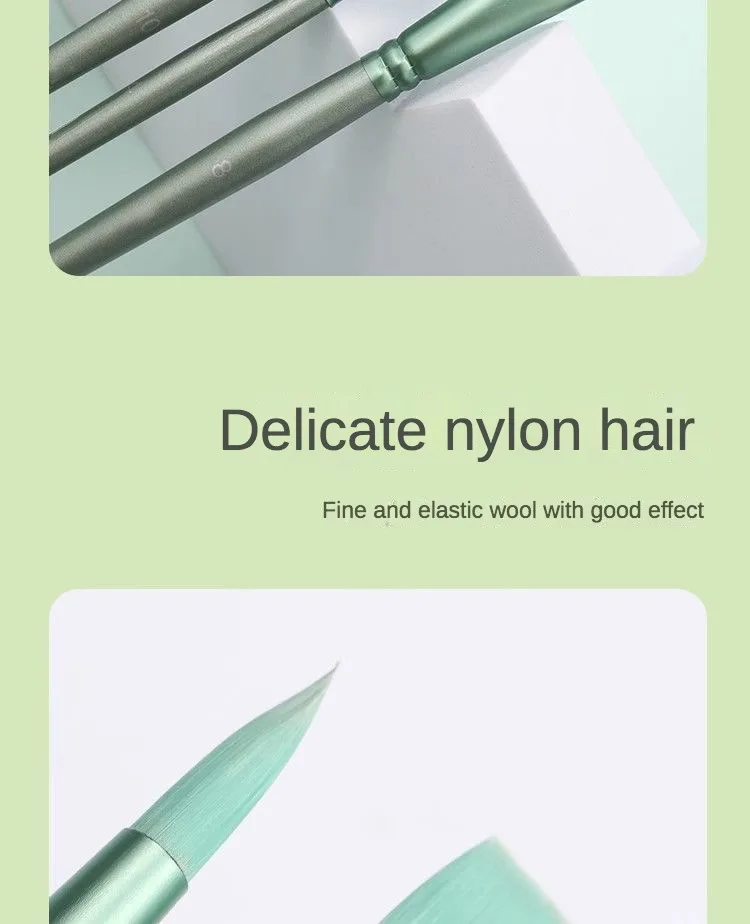 4/6 Pcs Watercolor Brush Pointed Round Flat Head Soft Hair Beginner's Art Student Hand Drawn Watercolor Nylon Painting Material