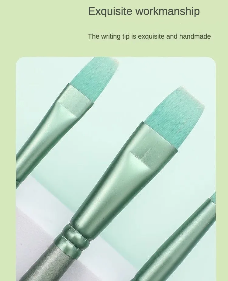4/6 Pcs Watercolor Brush Pointed Round Flat Head Soft Hair Beginner's Art Student Hand Drawn Watercolor Nylon Painting Material