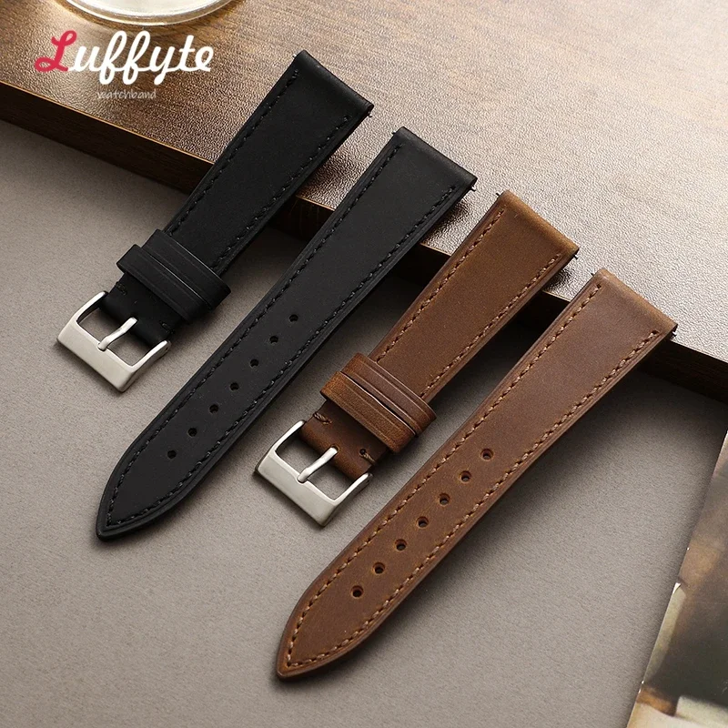 Quick Release Leather Watch Strap 18mm 19mm 20mm 21mm 22mm Universal Watch Belt Fashion Black Blue Brown Watchband Accessories