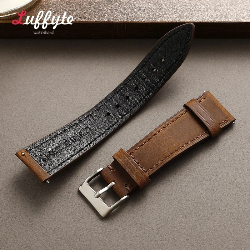Quick Release Leather Watch Strap 18mm 19mm 20mm 21mm 22mm Universal Watch Belt Fashion Black Blue Brown Watchband Accessories