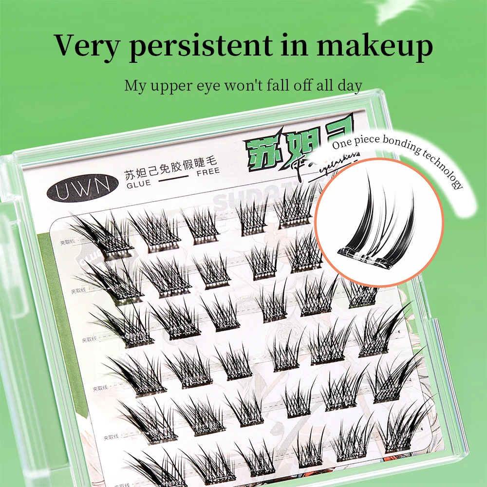UWN Glue-free False Eyelashes Oblique Flying Fox Style Curling Natural Lazy Light and Comfortable Upper Eyelashes
