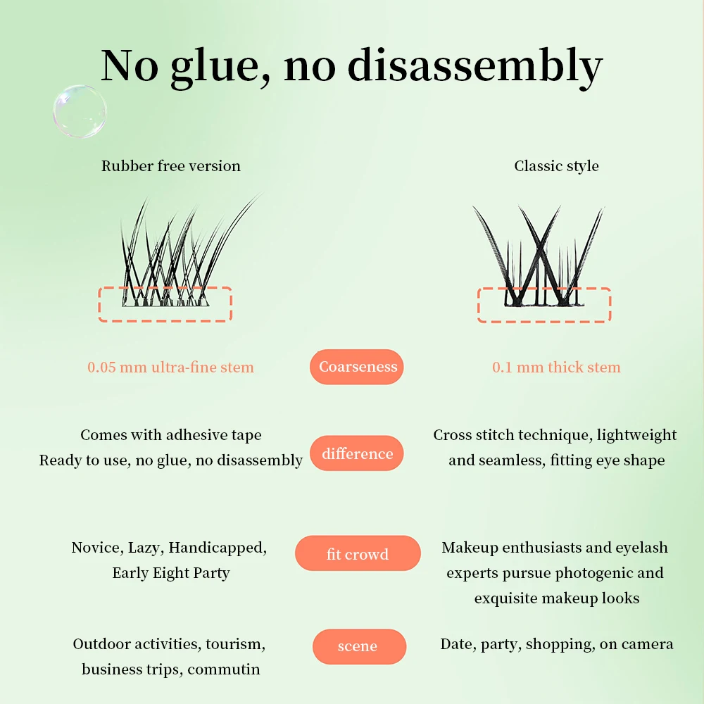 UWN Glue-free False Eyelashes Oblique Flying Fox Style Curling Natural Lazy Light and Comfortable Upper Eyelashes