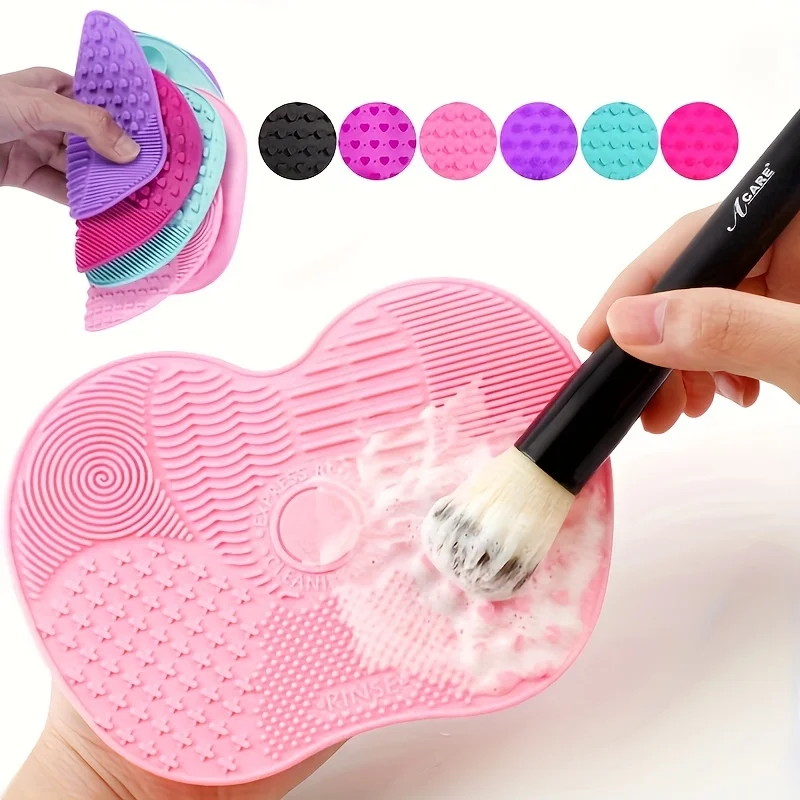 Handheld Silicone Makeup Brush Cleaning Pad - Gentle Makeup Brush Deep Cleaning, Portable Cleaning Tool with Suction Cup