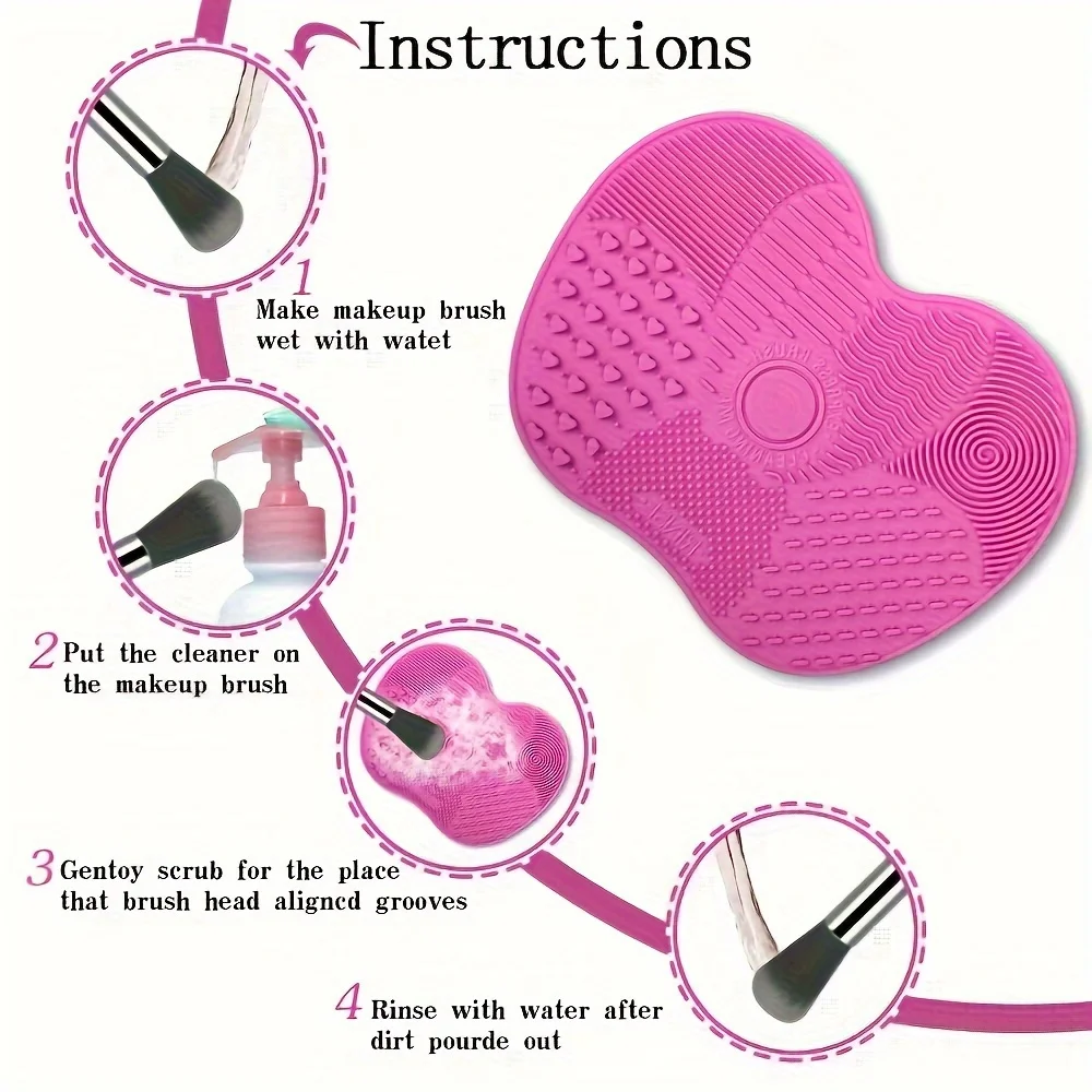 Handheld Silicone Makeup Brush Cleaning Pad - Gentle Makeup Brush Deep Cleaning, Portable Cleaning Tool with Suction Cup