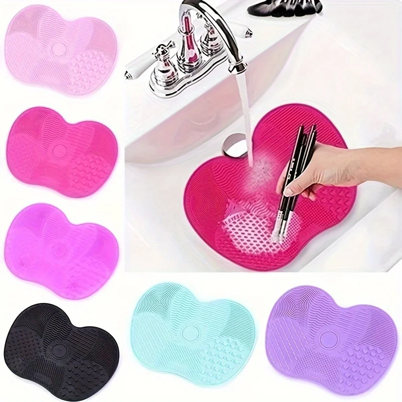 Handheld Silicone Makeup Brush Cleaning Pad - Gentle Makeup Brush Deep Cleaning, Portable Cleaning Tool with Suction Cup