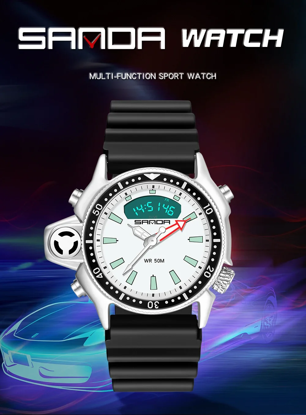SANDA Casual Style Watches Men Quartz Wristwatch Waterproof Shock Man Watch Relogio Mascuo 3008 Fashion New Sport Men's Watch