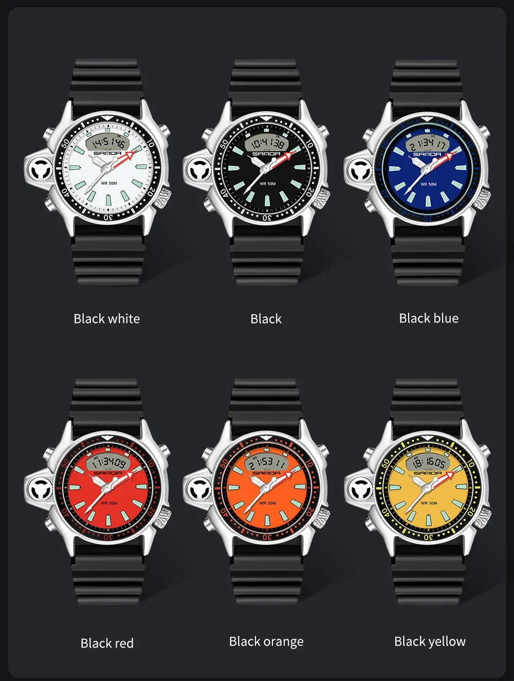 SANDA Casual Style Watches Men Quartz Wristwatch Waterproof Shock Man Watch Relogio Mascuo 3008 Fashion New Sport Men's Watch