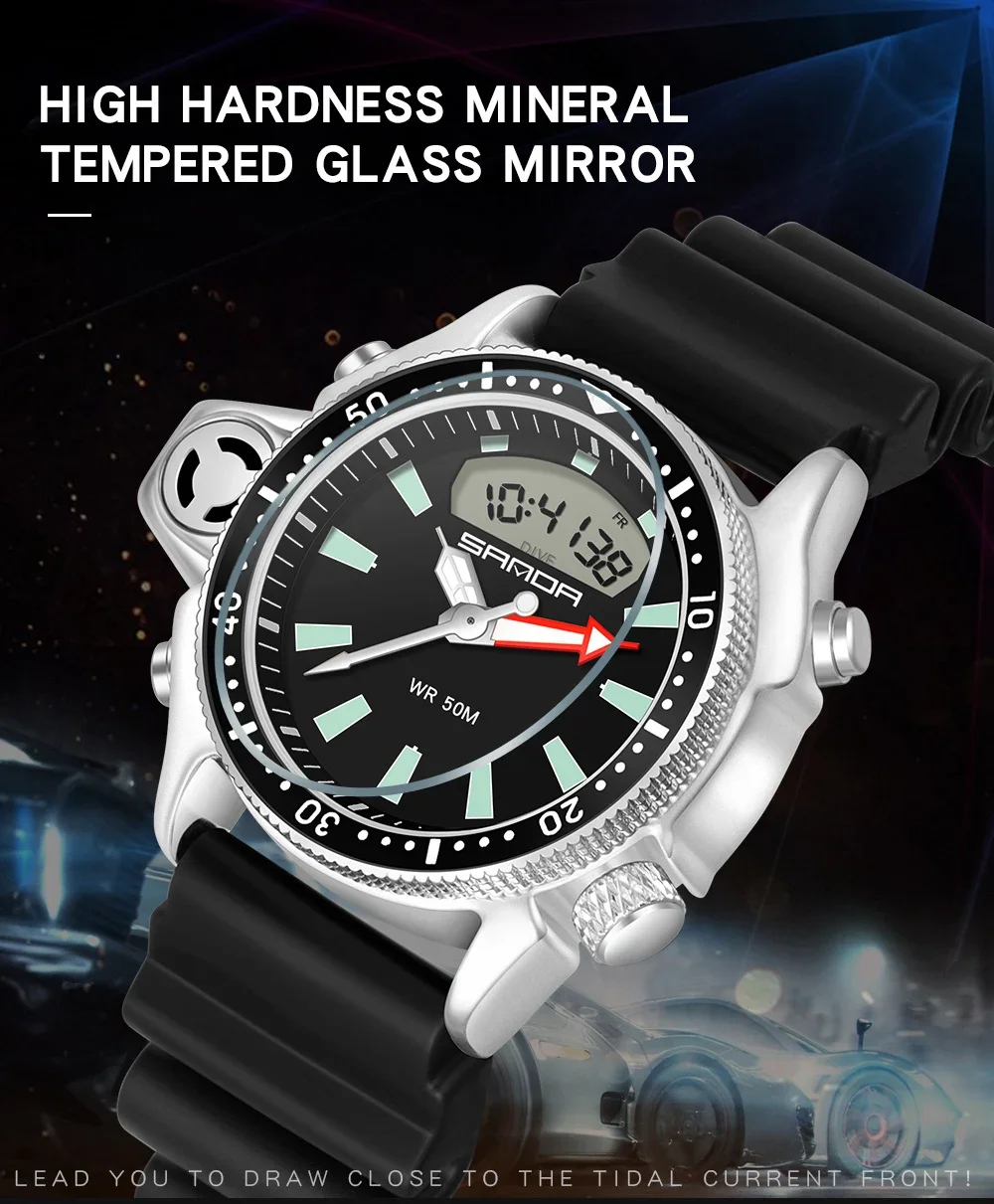 SANDA Casual Style Watches Men Quartz Wristwatch Waterproof Shock Man Watch Relogio Mascuo 3008 Fashion New Sport Men's Watch