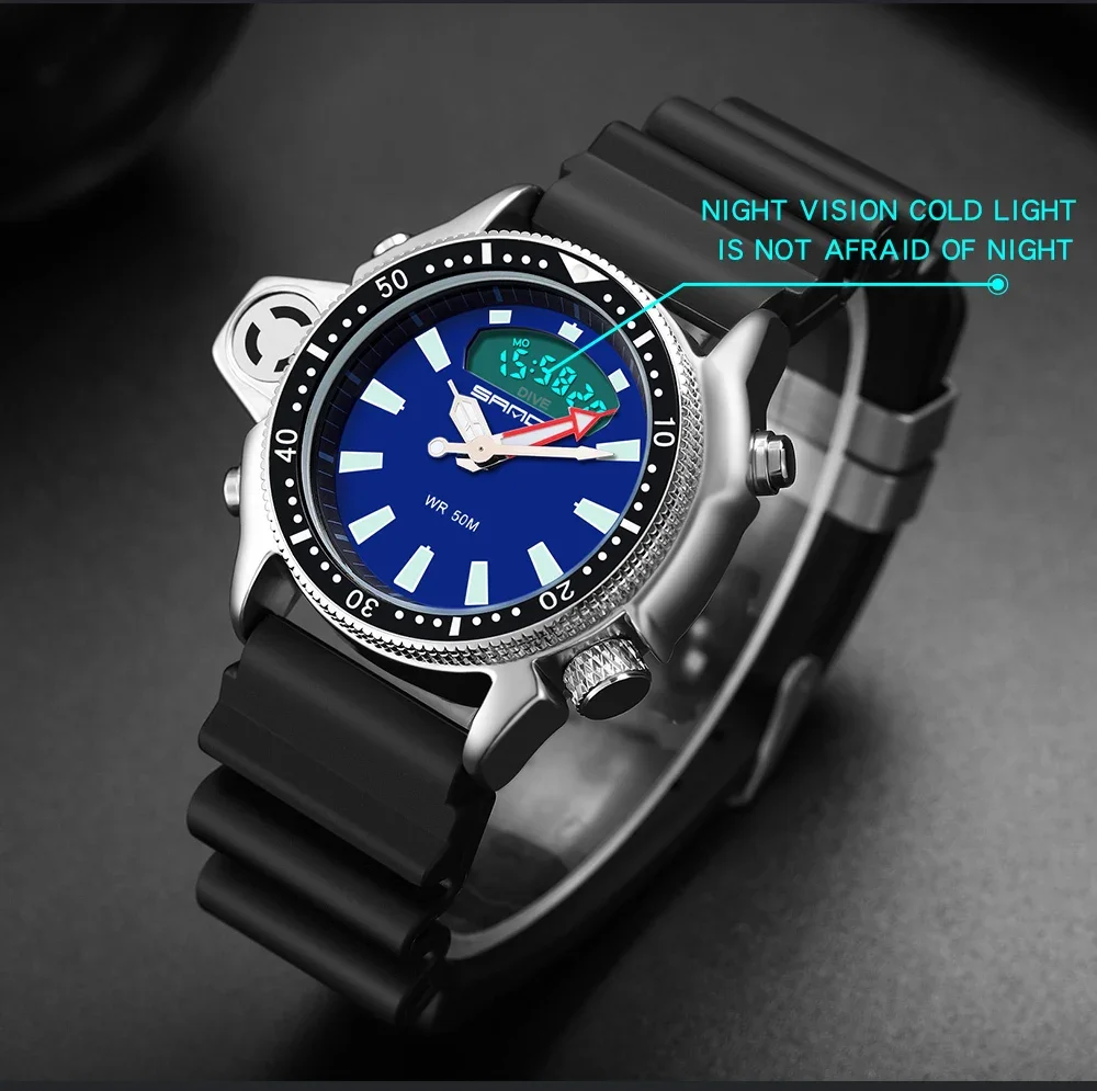 SANDA Casual Style Watches Men Quartz Wristwatch Waterproof Shock Man Watch Relogio Mascuo 3008 Fashion New Sport Men's Watch