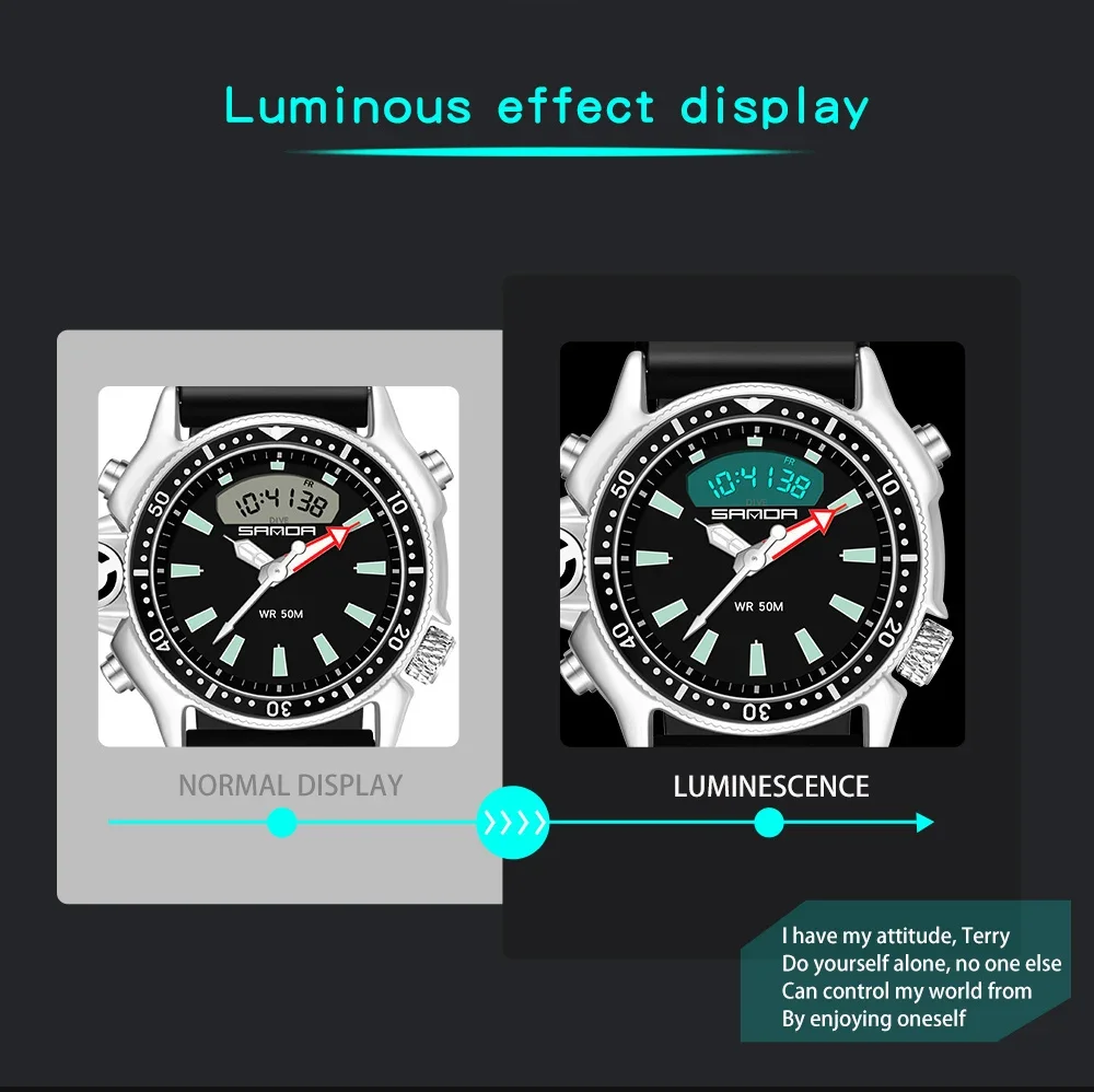 SANDA Casual Style Watches Men Quartz Wristwatch Waterproof Shock Man Watch Relogio Mascuo 3008 Fashion New Sport Men's Watch