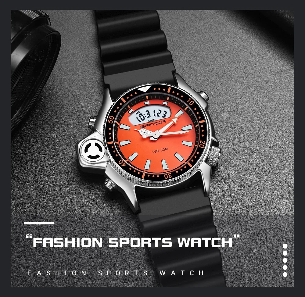 SANDA Casual Style Watches Men Quartz Wristwatch Waterproof Shock Man Watch Relogio Mascuo 3008 Fashion New Sport Men's Watch