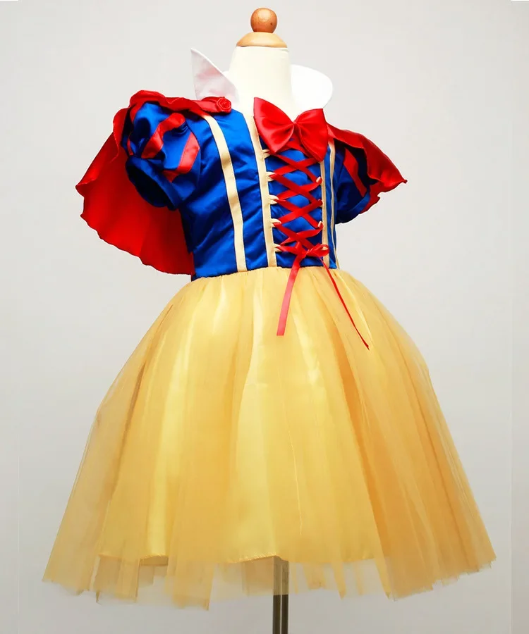 Snow White Princess Dress Up Kids Girls Halloween Costume With Cape Toddler Birthday Party Role Playing Children Apparel Clothes