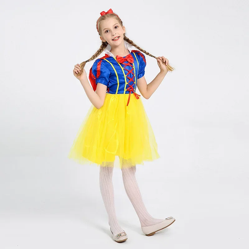 Snow White Princess Dress Up Kids Girls Halloween Costume With Cape Toddler Birthday Party Role Playing Children Apparel Clothes