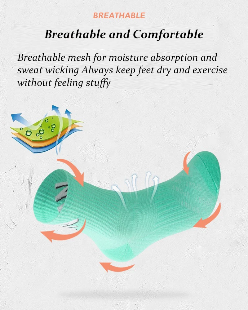 Running Socks Unisex Men Women Middle Tube Quickly Dry Outdoor Sports Marthon Bike Riding Fitness Training Crew Socks