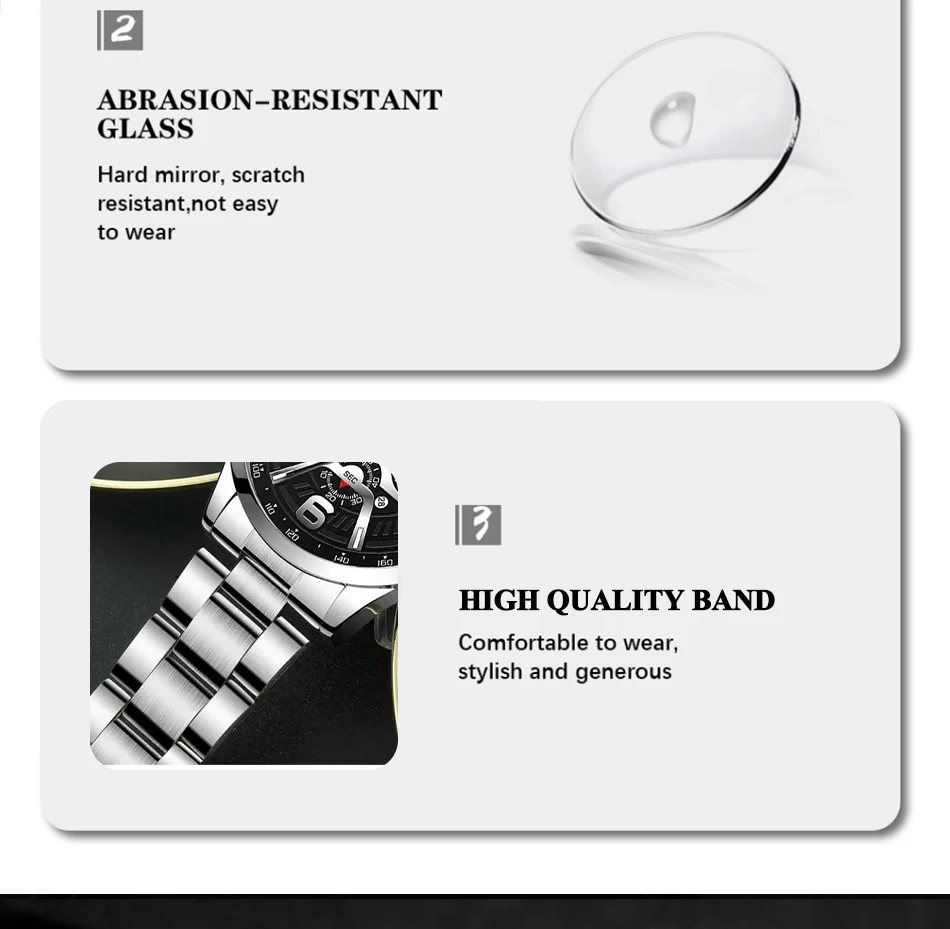 3PCS/5PCS Set DEYROS Fashion Mens Calendar Watches Men Business Quartz Wristwatch Male Casual Necklace Bracelet Watch.