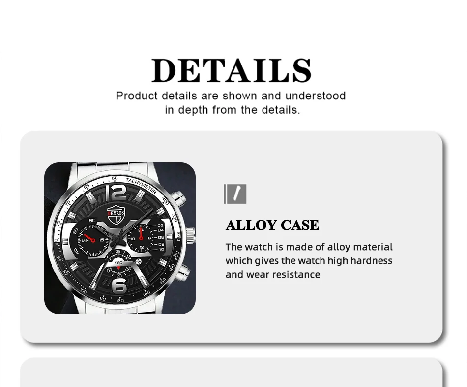 3PCS/5PCS Set DEYROS Fashion Mens Calendar Watches Men Business Quartz Wristwatch Male Casual Necklace Bracelet Watch.