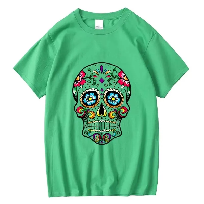 Men's T-shirt High Quality Cotton Blend Street Style Loose Cool Skull Printed Summer Men t shirt Casual Short Sleeve For Men