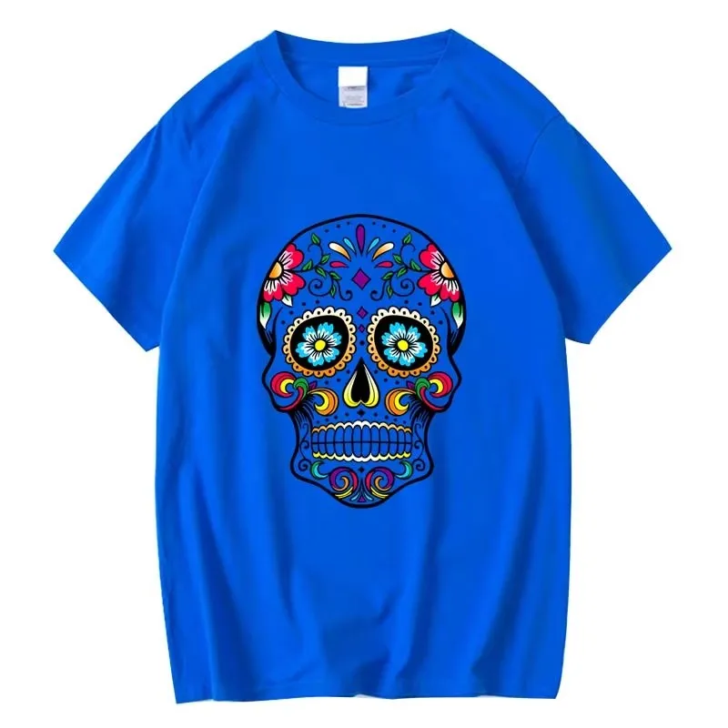 Men's T-shirt High Quality Cotton Blend Street Style Loose Cool Skull Printed Summer Men t shirt Casual Short Sleeve For Men