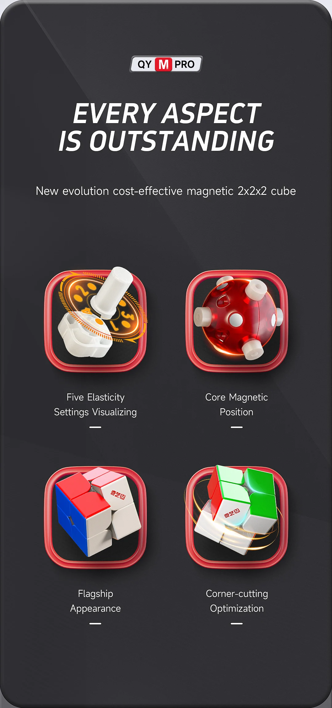 QiYi M Pro 2x2 Magnetic Magic Cube Professional 2×2 Speed Puzzle Children's Toys 2x2 Speedcube  Cubo Magico Toys For Children
