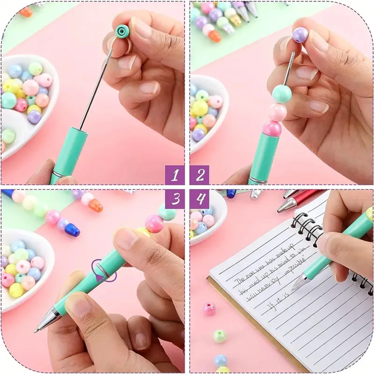 10PCS/20PCS/50PCS new plastic material black ink bead ballpoint pen,designated creative series (random color),perfect for DIY
