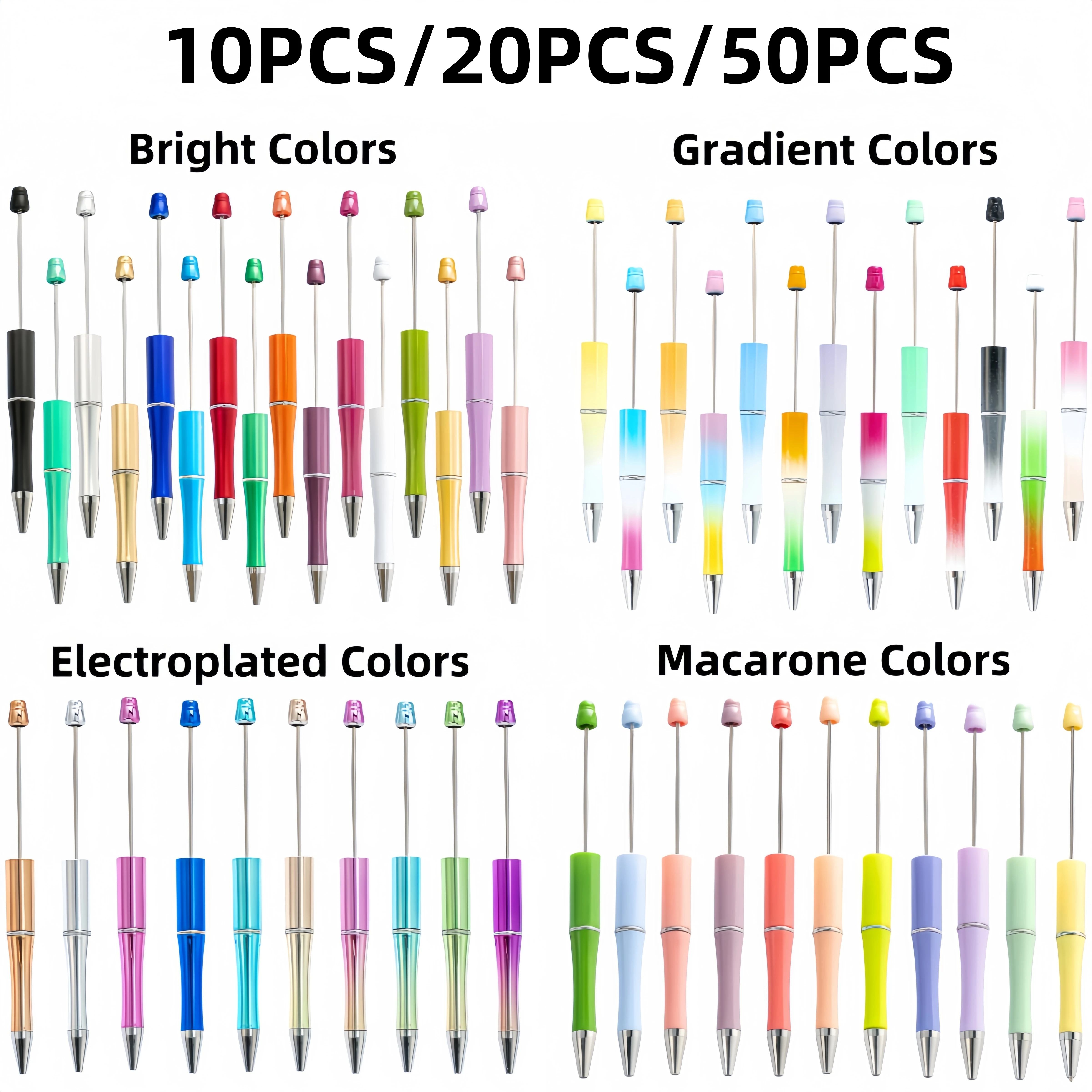 10PCS/20PCS/50PCS new plastic material black ink bead ballpoint pen,designated creative series (random color),perfect for DIY