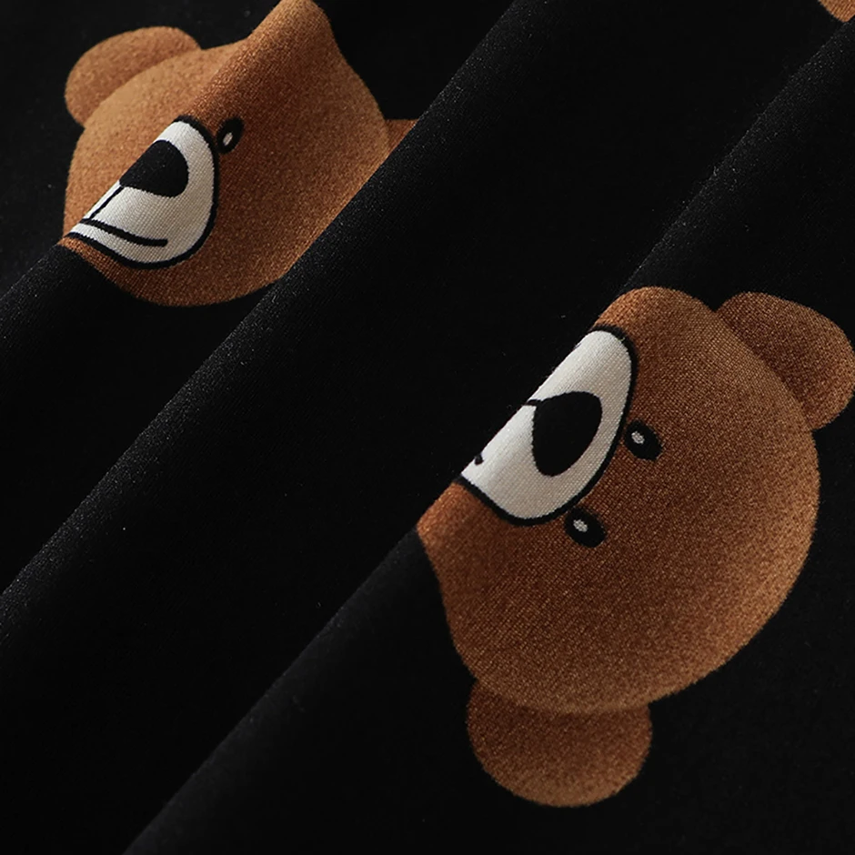 2-Piece 2024 New Autumn Children's Cute Bear Long-Sleeved Trousers Suit Boy Leisure and Comfortable Home Cover Girl Joker Pajama