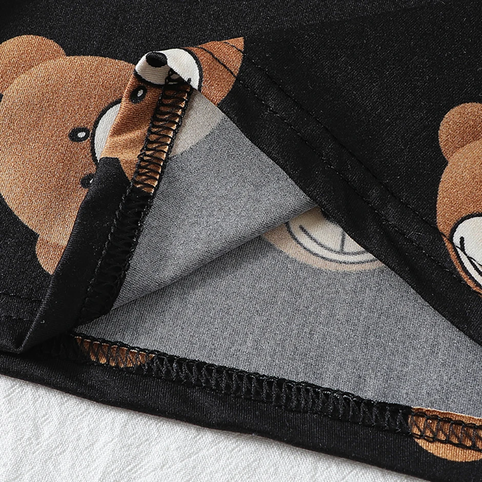 2-Piece 2024 New Autumn Children's Cute Bear Long-Sleeved Trousers Suit Boy Leisure and Comfortable Home Cover Girl Joker Pajama