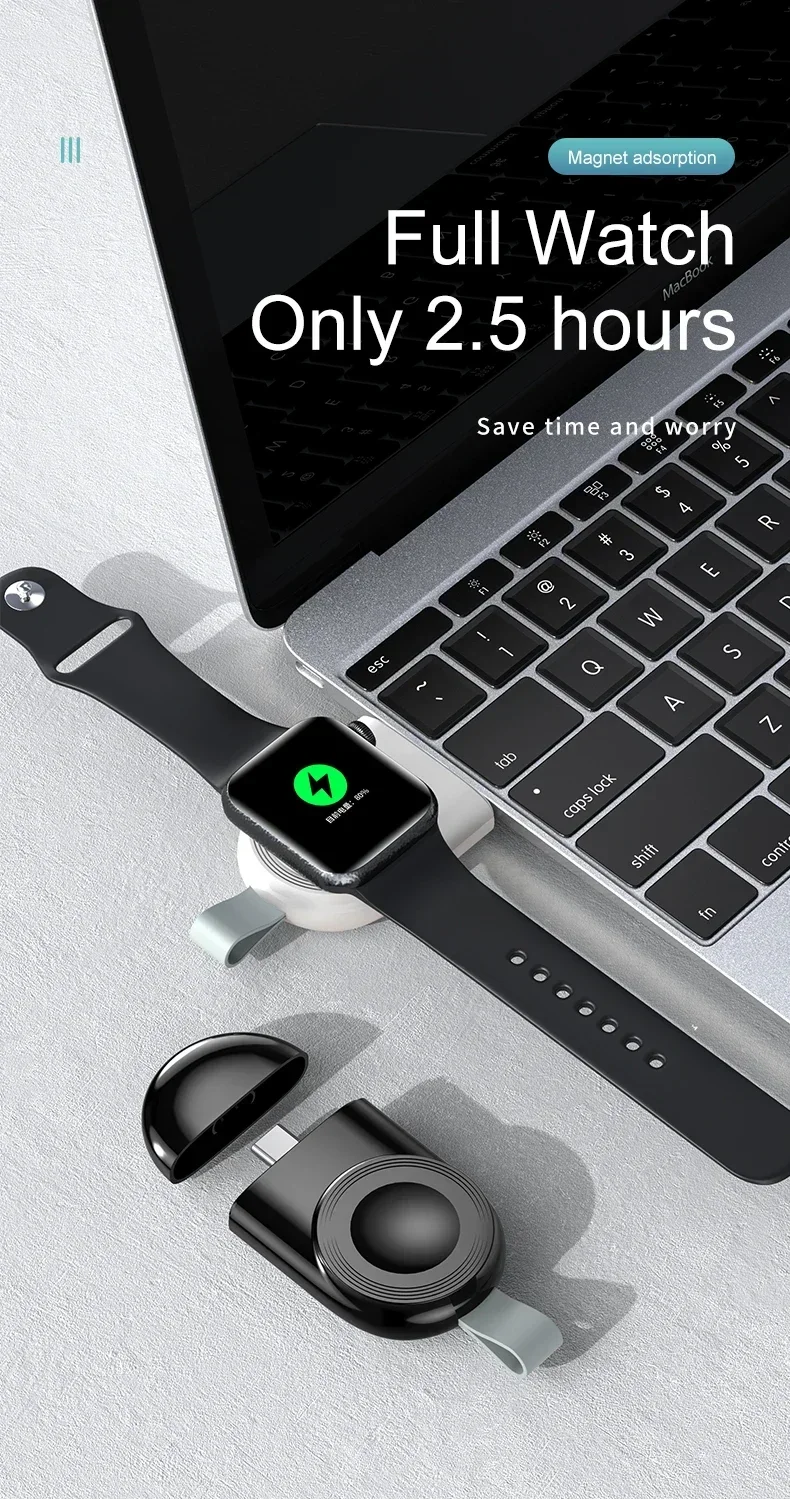 Mini Magnetic Wireless Charger Dock For Apple Watch series 8 7 6/5/4/SE/3/2 Portable Wireless Charging Cable Charger For iwatch